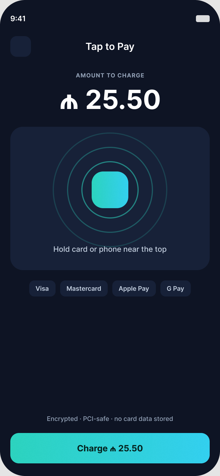 Tap to Pay SoftPOS screen